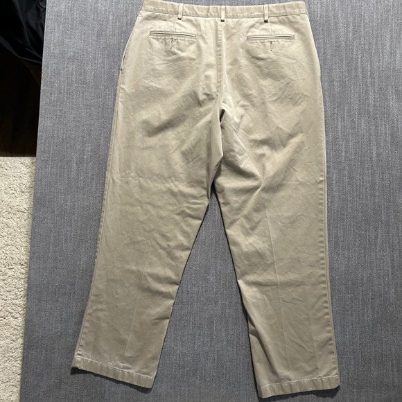 Lands End Mens 38x30 Traditional Fit Pleated Chino Pants Khaki Cotton Trousers - Picture 9 of 9